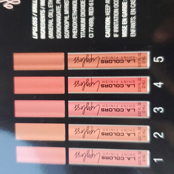 L A. COLORS 5 SHINY LIPGLOSS SET - Picture 3 of 4